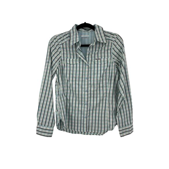 Columbia Shirt Womens XS Silver Ridge Lite Plaid Long Sleeve Button Up Blue Mint - Picture 1 of 4